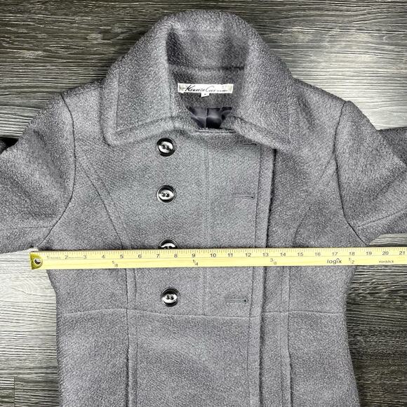 Kenneth Cole Women’s Wool Blend Double Breasted Coat Gray Size 8 Thigh Length - Picture 9 of 14